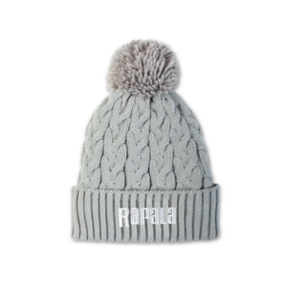 Rapala Fishing Women's Light Gray Cable Knit Beanie with Pom-Pom